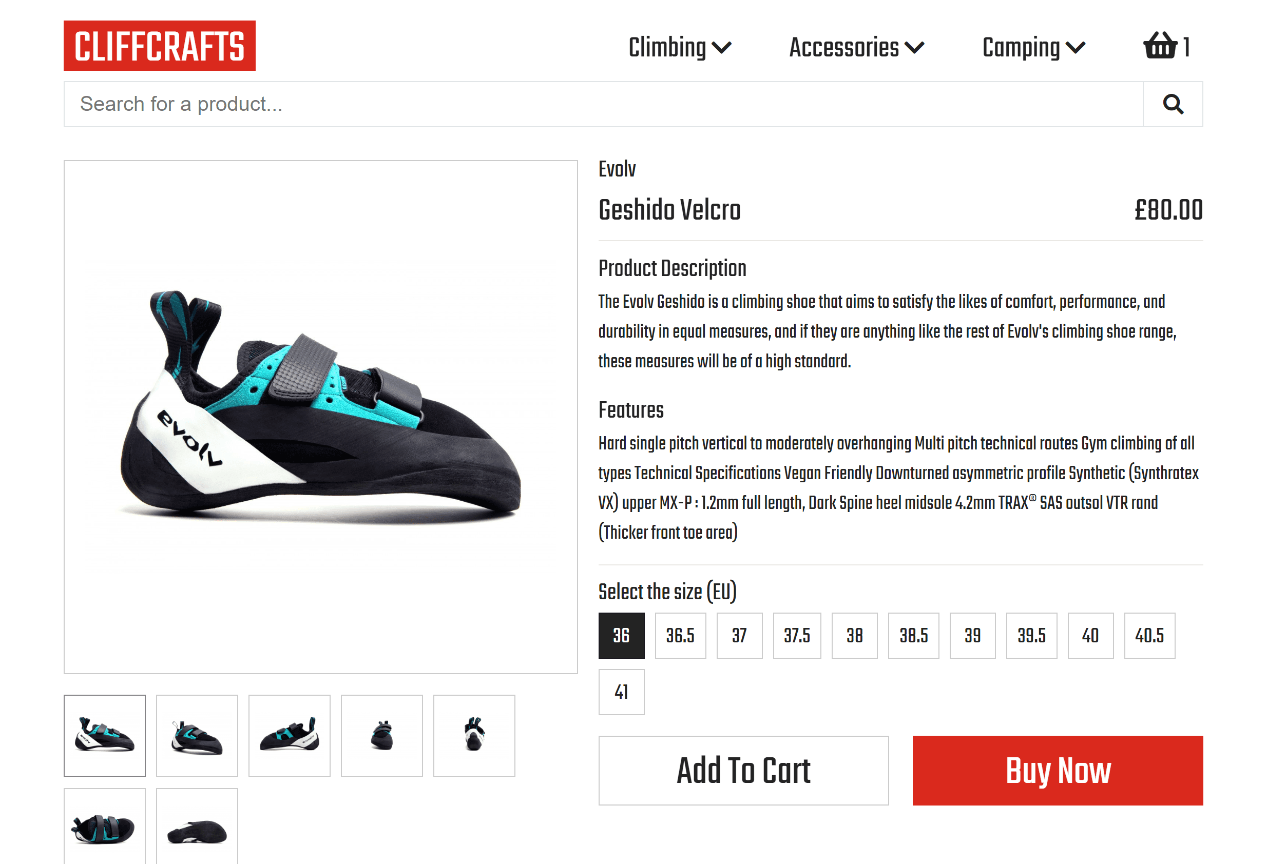 Cliffcrafts Product Page