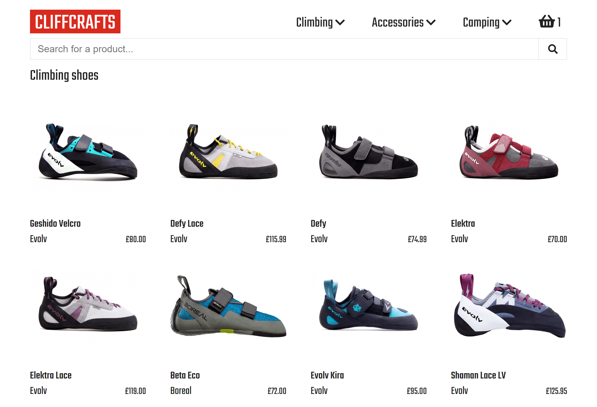 Cliffcrafts Catalogue Page