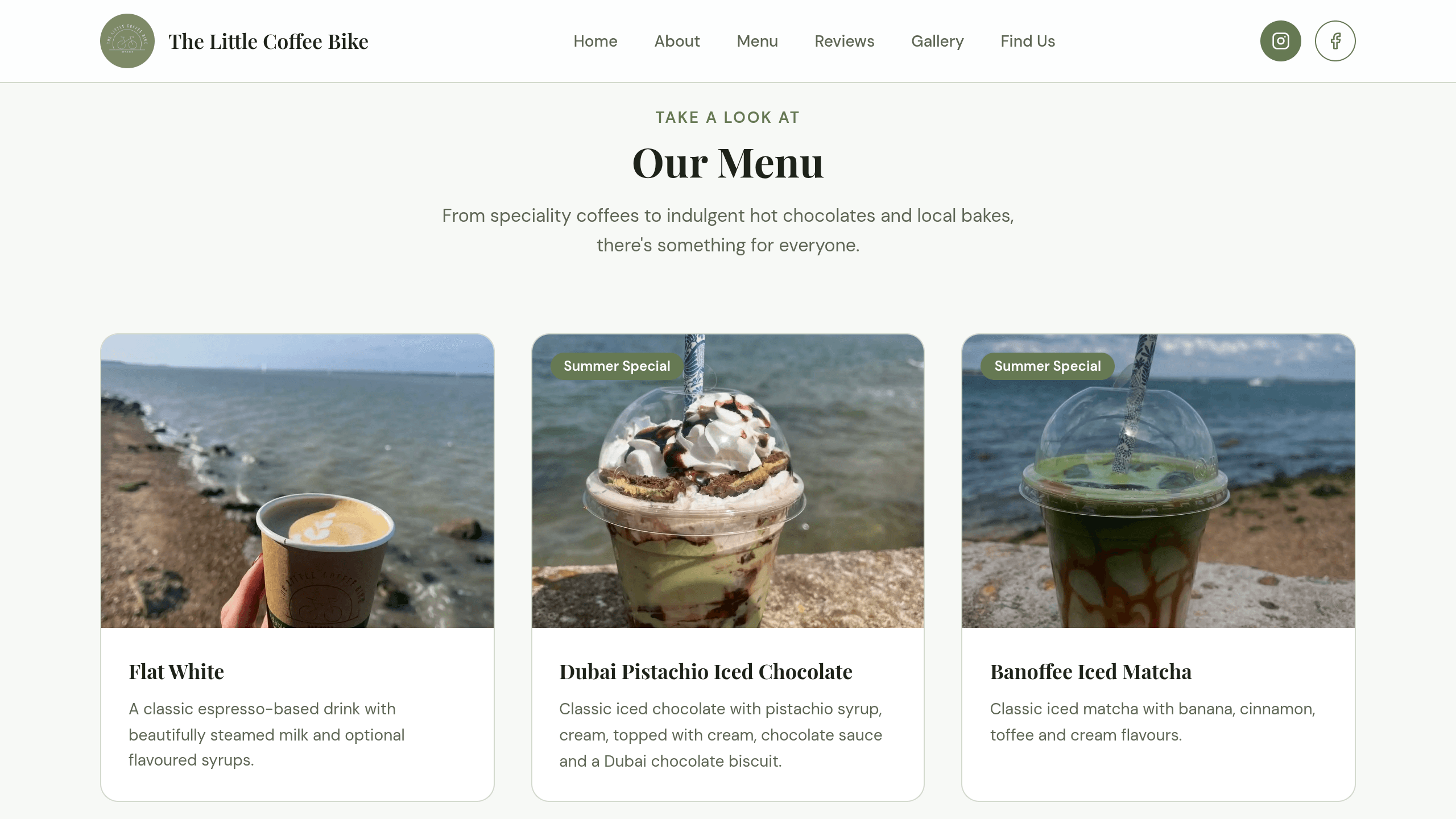 The Little Coffee Bike Our Menu